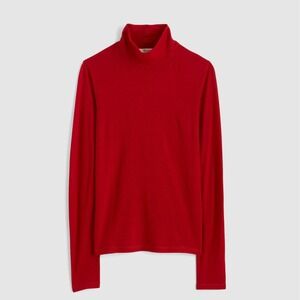 NWT Madewell Turtleneck Long-Sleeve Top Wool Blend Crimson Extra Extra Small